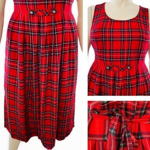 Bedford‎ Fair Vintage Red & Black Plaid Maxi Sleeveless Dress Size Medium
